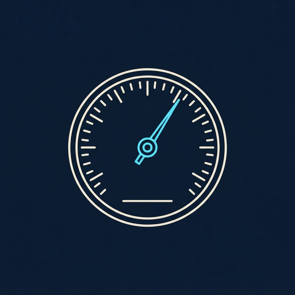 A single circular instrument dial with tick marks and a needle, drawn in thin outline